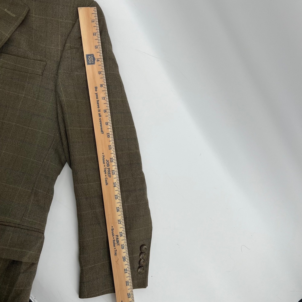 Jos A Bank 39R Blazer Mens Brown Plaid Silk Wool Blend Sport Coat 2 Button - Picture 7 of 13
